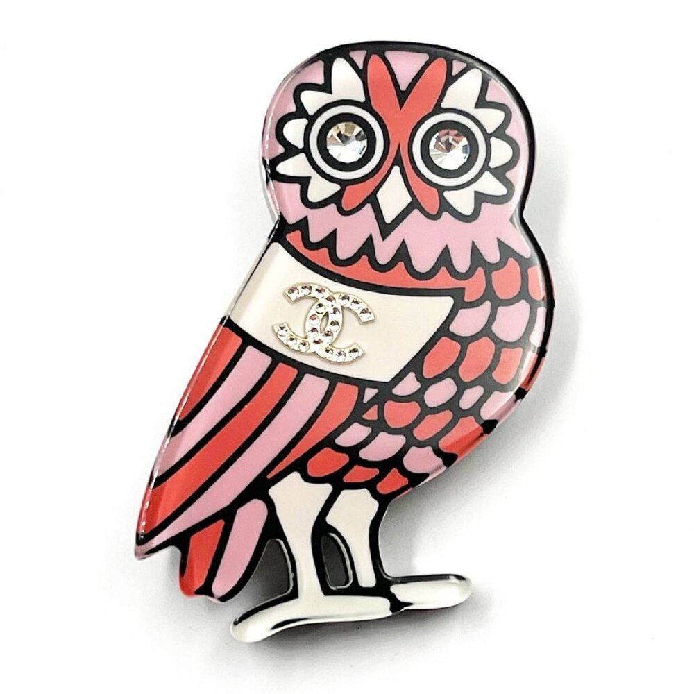 Chanel Pink Owl Resin Brooch